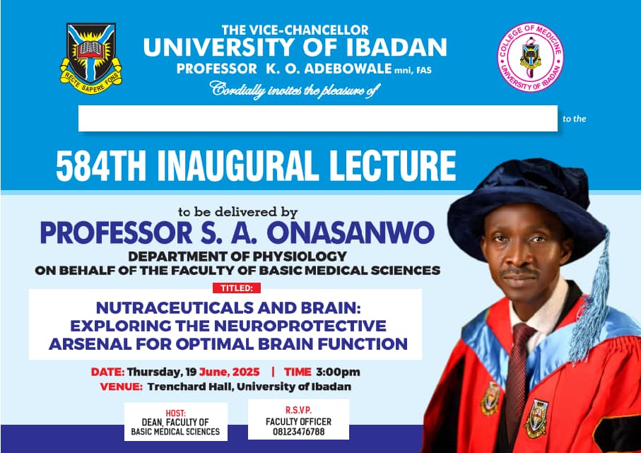 583RD INAUGURAL LECTURE TO BE DELIVERED BY PROFESSOR SAMUEL A. ONASANAWO